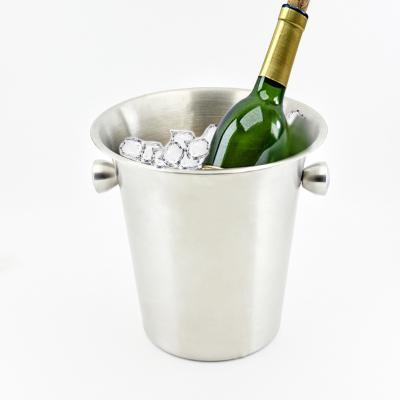 China Factory direct custom made luxury metal bulk stainless steel wine cooler champagne silver white ice bucket viable with handle for sale