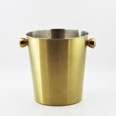 China Customized viable round stainless steel barware cooler wine ice bucket round ice bucket with handle for sale