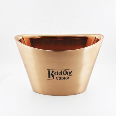 China Customized Viable Stainless Oval Ingot-Shape Cooler Double Wall Insulated Ice Bucket For Beer for sale