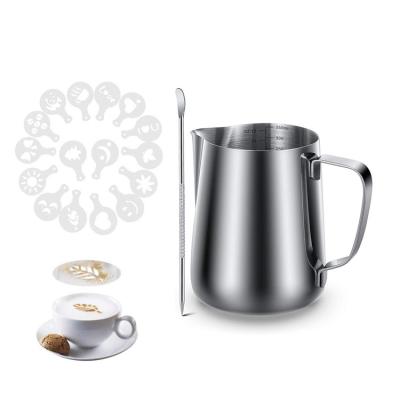 China Viable Amazon Latte Maker Foaming Steaming Coffee Milk Pitcher With Latte Pen Coffee Stencils for sale