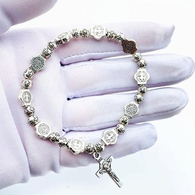 China Hot Sale China Xinglan Fashion Catholic Rosary Beads Alloy St Benedict Colors 6mm Cross Religious Hot Different Metal Religious,Bracelet for sale