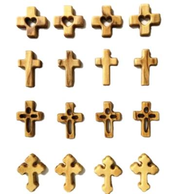 China Real Europe Olive Wooden Cross Crucifix Pendant For Religious Necklace Gifts for sale