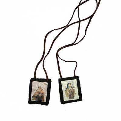 China Catholic P8L07 Religious SCAPULAR BROWN OL WOOL 100% Escapularios CARMEL ST THERESA for sale