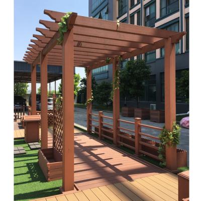 China Easily Assembled Outdoor Composite wpc Pool Balcony Garden Modern Shed Cover Wooden Pergola for sale