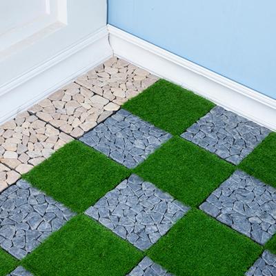 China new UV-resistant arrive ceased interlocking artificial grass tile for garden for sale