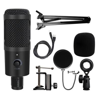 China Perfect Metal USB Microphone Condenser Recording Sound Microphone Wired MIC with Stand for Computer Laptop PC Karaoke Studio Recording for sale