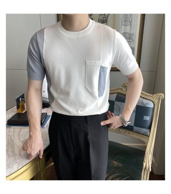 China High Quality Anti-Wrinkle 100%Viscose Mens Short Sleeve Knitted Shirt Sweater for sale