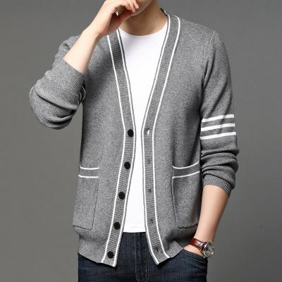 China Exquisite Workmanship Pullover Sweaters Cost Effective Men Contrast Color Casual Cardigan for sale