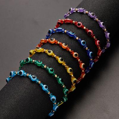 China Lucky Adjustable Crystal Bead Demon's Eye Evil Resin Rope Bracelet FASHIONABLE Handmade Braided Bracelet Unisex Jewelry for sale