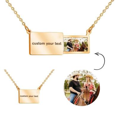 China Custom Customized TRENDY Personality Photo Link Chain Necklace Stainless Steel Wrap Choker Necklace Jewelry For Gift for sale