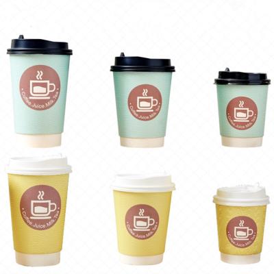 China Factory Recyclable Free Samples Thickened Double Wall PE Coated Paper Cup With Lid for sale