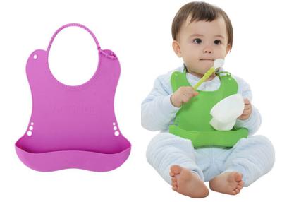 China Unique Easy Washable Silicone Blank Baby Bibs With Plastic Backing , Personalized for sale