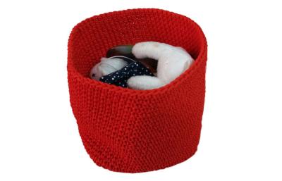 China Red Cylindrical Storage Basket Corporate Promotional Gifts with Manual Knitting for sale