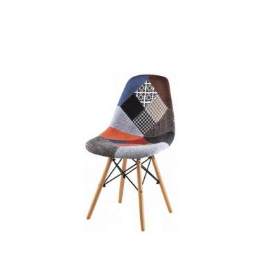 China Eco-friendly Fabric Armless Wooden Leg Modern Patchwork Restaurant Chair for sale