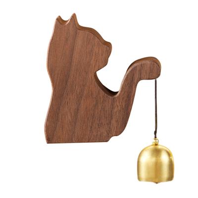 China Minimalist Walnut Fridge Magnet Wind Chime Bear Shape Vintage Brass Door Bell Gift for sale