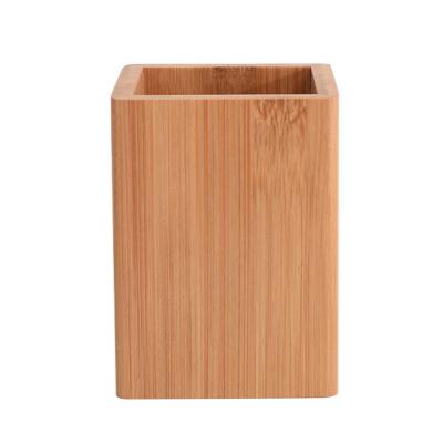 China Europe Factory Wholesale Office Cup Pen Pencil Holder Stand Pencil Cup Bamboo Wooden Pot for sale