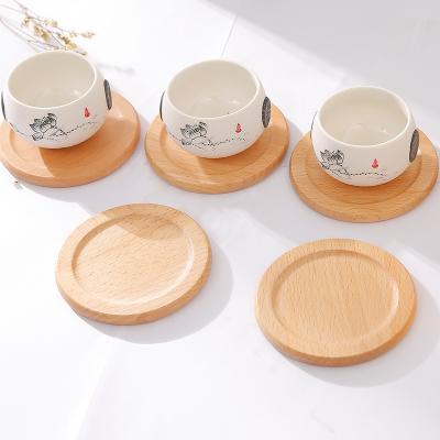 China Sustainable Custom Beech Wood Round Coaster Set for sale