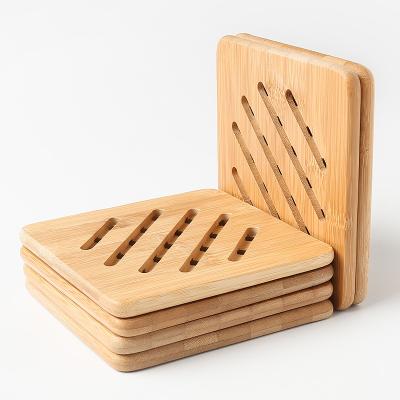 China Sustainable Natural Custom Kitchen Square Tea Coaster Set Bamboo Wood Place Mat Coaster for sale