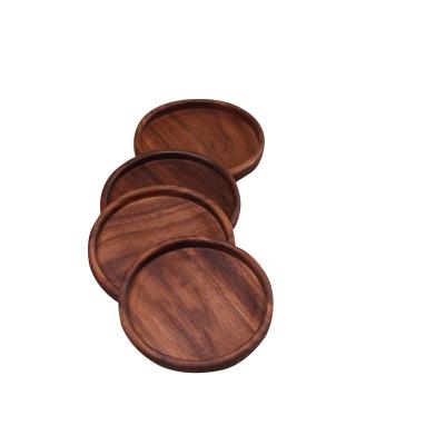 China Viable Natural Black Walnut Beech Coaster Wine Glass Decoration 2 Piece Coaster for sale