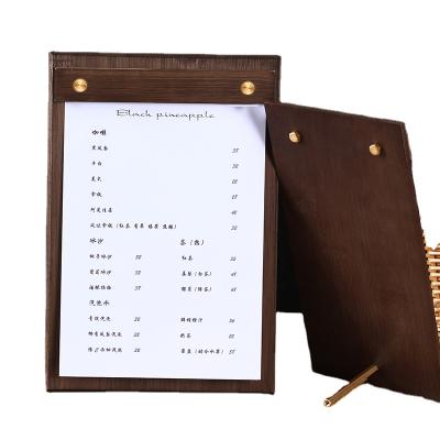 China Modern simple solid wood menu clip display card A4a5 restaurant cafe stand card ordering customized design and production for sale