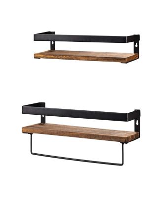 China New Arrivals Modular Easy Installation Towel Wooden Wall Shelf Bedroom Float Wall Shelf Bathroom Wall Hanging Wooden Storage Shelf for sale