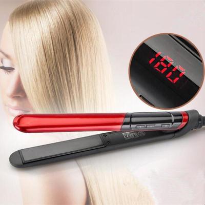 China Sweep Hair Straightener 25mm LED Display Salon Hair Styling Tools OEM Flat Iron 500 Degree Red Hair Straightener for sale