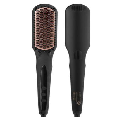 China Hot Professional Car Comb Hair Straightener 2 in 1 LED Display Negative Ion Hair Straightener Brush Comb for sale