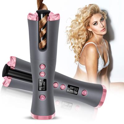 China Automatic Household LED Display Hair Curler Machine Ceramic Rotating Hair Hesitate Magic Wand Curling Irons for sale