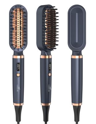 China Hot Sale Car Amazon LCD Electric Display Comb Straight Hair Styling 3 in 1 Beard Styling Ceramic Hair Straightener Brush for sale