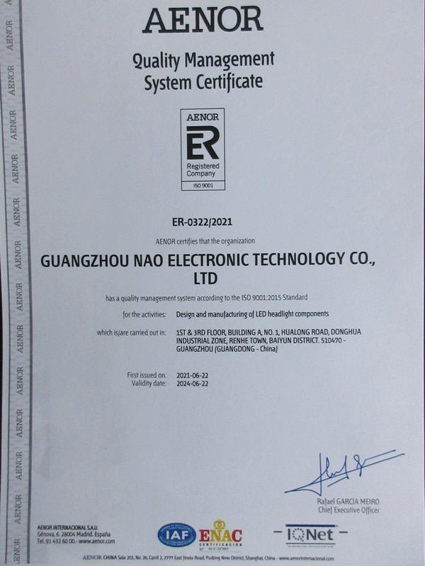 ISO9001 - NAO Electronic Technology Co., Limited