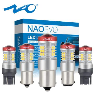 China NAO Car Bulb P21W LED PY21W BA15S T20 W21/5W 7443 P21/5W 1300LM Signal Lights 7440 BAY15D DRL W21W 1157 BAY15D 12V 1156 BAU15S White for sale