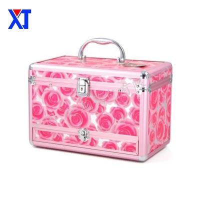 China High Quality Lockable Aluminum Shockproof Dustproof Waterproof Make Up Trolley Cosmetic Case Box With Legs for sale