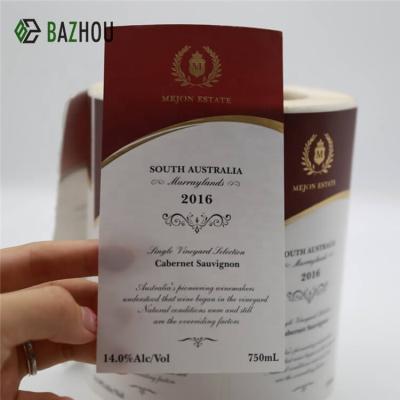 China Custom Waterproof Wine Bottle Waterproof Printed Label Sticker Printing For 750ml Glass Bottle for sale