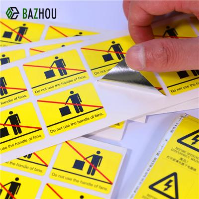 China Caution Labels Safety Warning Plastic Stickers Toys Custom Stickers for sale