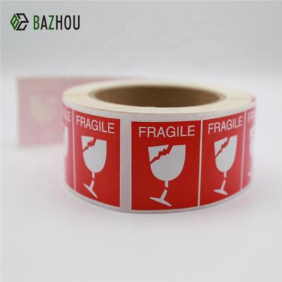 China Waterproof Custom Shipping Self Adhesive Rectangle Warning Labels Roll For Carton Box for sale