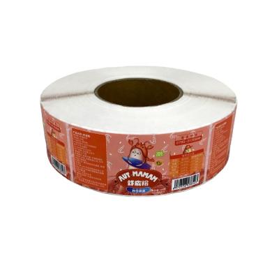 China Food Packet Sticker Color Roll Waterproof Customized Glossy Coated Paper Stickers for sale