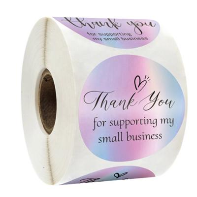 China Custom Roll Thank You Sticker 3.8cm Hologram Silver To Support Small Business Labels Envelope Sealing for sale