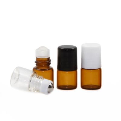 China Personal Care 1ml Amber Clear Blue Roller Ball Bottles For Essential Oils Roller Ball Refillable Bottle for sale