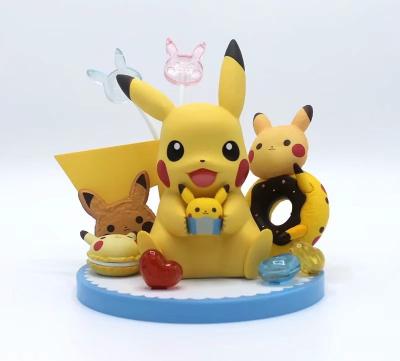 China Lovely latest and cute decorations hot sale high quality cake topper Pikachu anime doll birthday gift kids room decoration toys for sale