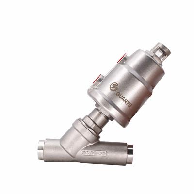 China General 2 Way Welding Stainless Steel Pneumatic Control Piston Angle Seat Valve for sale