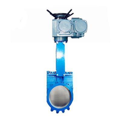 China General Cast Iron Stem Wafer Knife Rising Gate Valve With Electric Actuator for sale