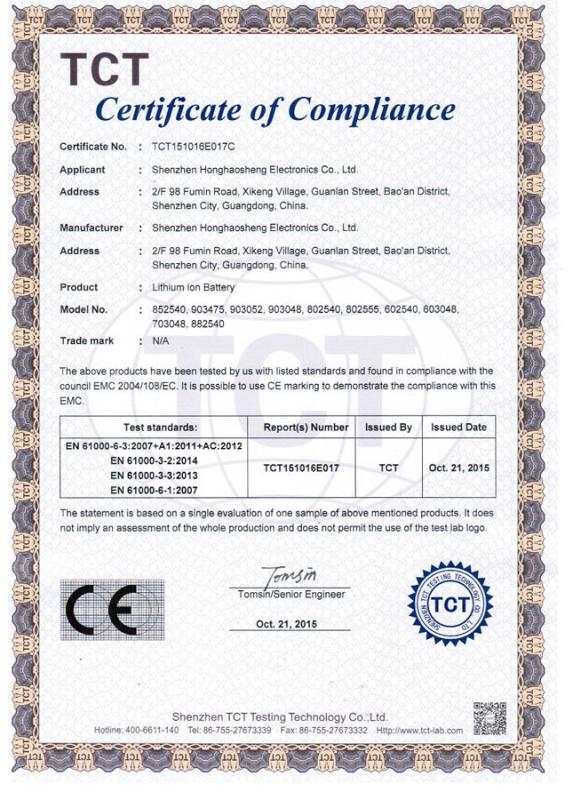 CE - Shenzhen Honghaosheng Electronics Co., Ltd.