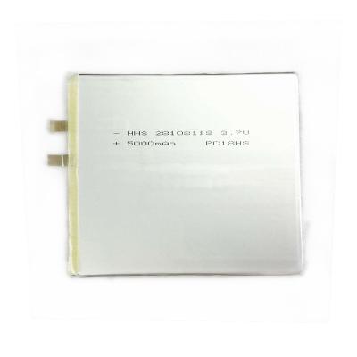 China 28108118 3.7v Rechargeable Rectangular Lithium Ion Polymer Battery 5000mah 3.1*108.5*120mm for sale