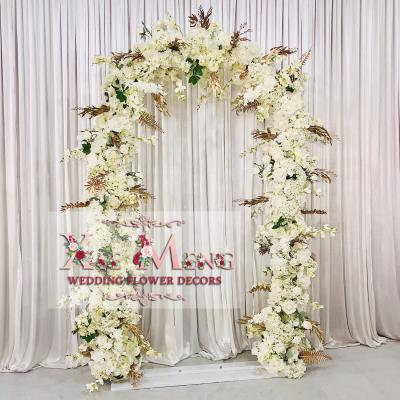 China Wedding Party Event New Wedding Decoration BD-FL022 Gold and White Rose Wedding Flower Backdrop Arch for Event Decoration/Fondo Flores Para Boda Decoracion for sale