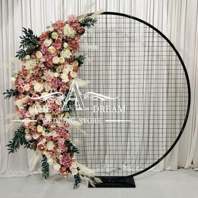 China Wedding Backdrop BD-FL016 3D Flower Backdrop Stand Rose Roses Wall Round Mesh Backdrop /Fondo Flores Boda from A Dream Wedding Store for sale