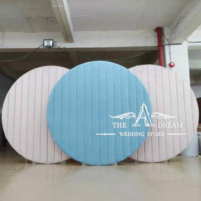 China Blue And Pink BD-VE001-Set Babyshower Event Backdrop Decoration D200cm Circle Velvet Round Dream Store Set / Fondo Evento From The A Wedding for sale