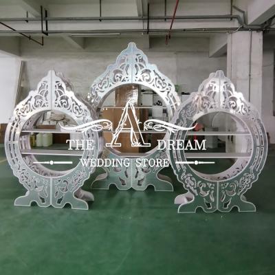 China Event Decoration Silver Vase Decorative Shelf Backdrop BD-WP064 For Wedding And Event Stage Decor From A Dream Wedding Store for sale