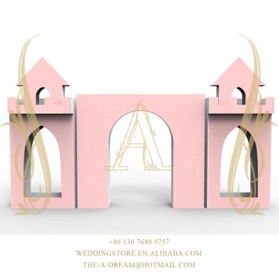 China Wedding Backdrop BD-WP028 Pink Castle Wedding Backdrop For Wedding Stage / Fondo de Boda From The A Dream Wedding Store for sale