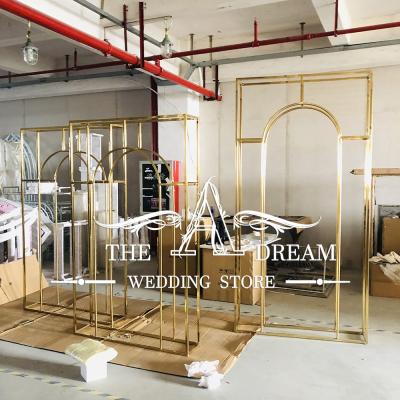 China 2021 New Wedding Backdrop BD-SS029 Designs Stainless Steel Gold Arch Backdrop Frame For Wedding Event Fondo Evento From The One Shop The Dream Wedding for sale