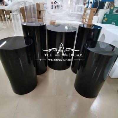 China Festival Decoration AS-AC008-BK Black Acrylic Round Pedestals For Wedding Decoration Cake Stands Set Mesa Pastel From A's Dream Wedding Store for sale